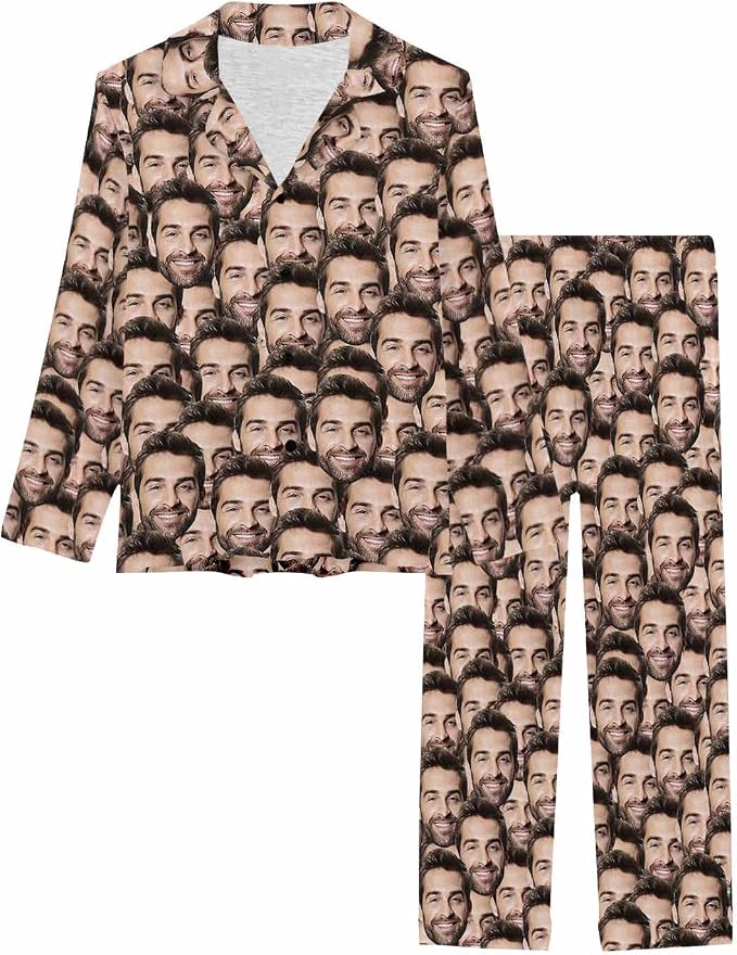MyPupSocks Custom Face Pajamas for Women Set, Personalized Photo Long Sleepwear - Image 3