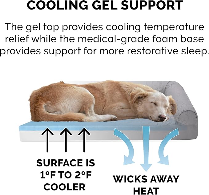 Furhaven Cooling Gel Dog Bed for Medium/Small Dogs w/ Removable Bolsters & - Image 5