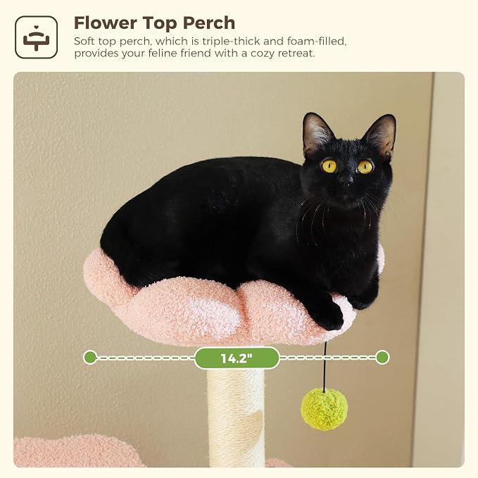 Flower Cat Tree, 62-Inch Large Cat Tower - Image 7