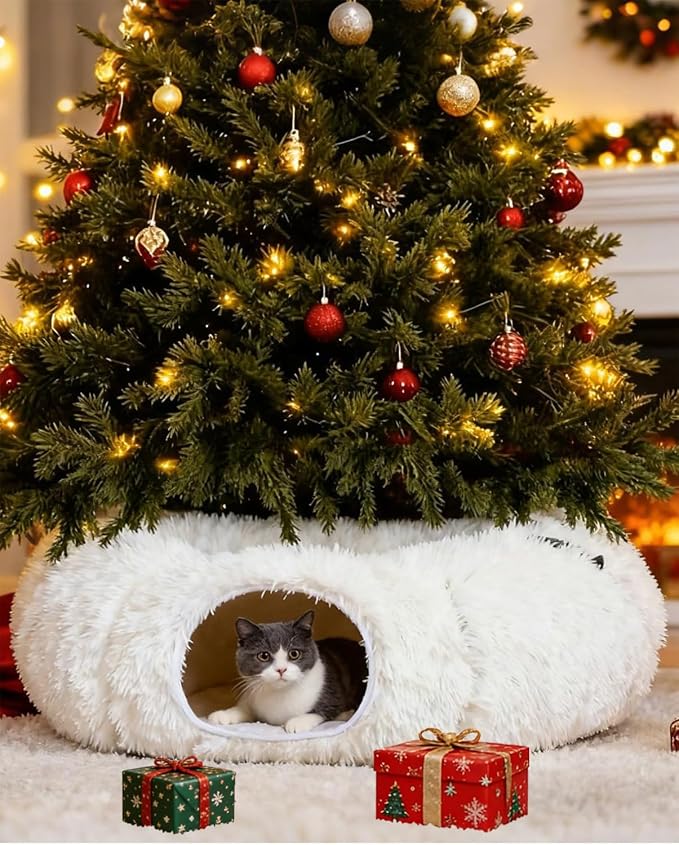Grelife Cat Tunnel Bed for Indoor Cats, Cute Cat Tunnel Toys, Cat Donut Tunnel - Image 3