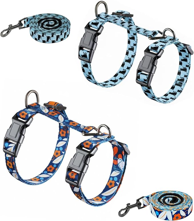 Halypet 2-Pack Cat Harness and Leash Set, Escape Proof 3-in-1 Adjustable Harness by DOMoreWithYourPet