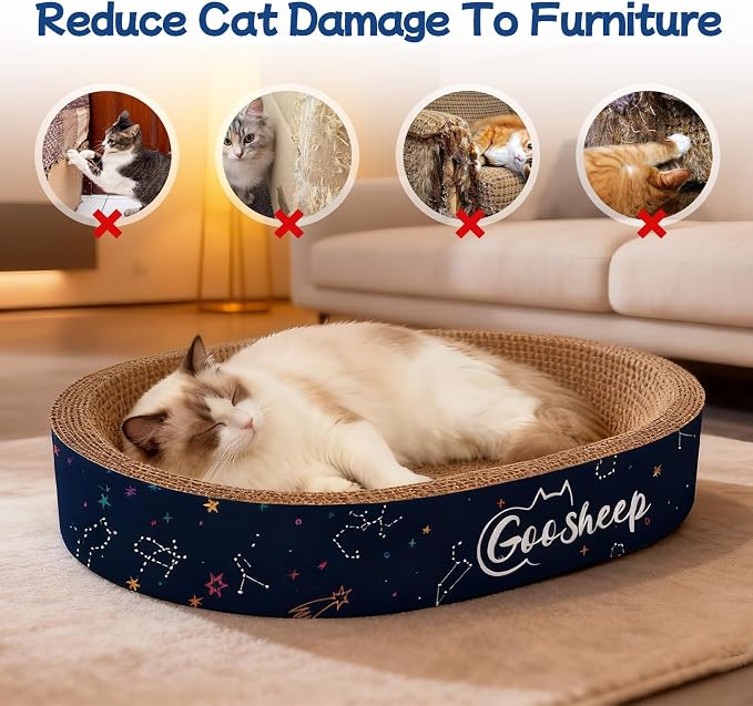 4-in-1 Cat Scratcher and Bed, 2 Scratching Pads & 2 Oval Loungers - Image 4