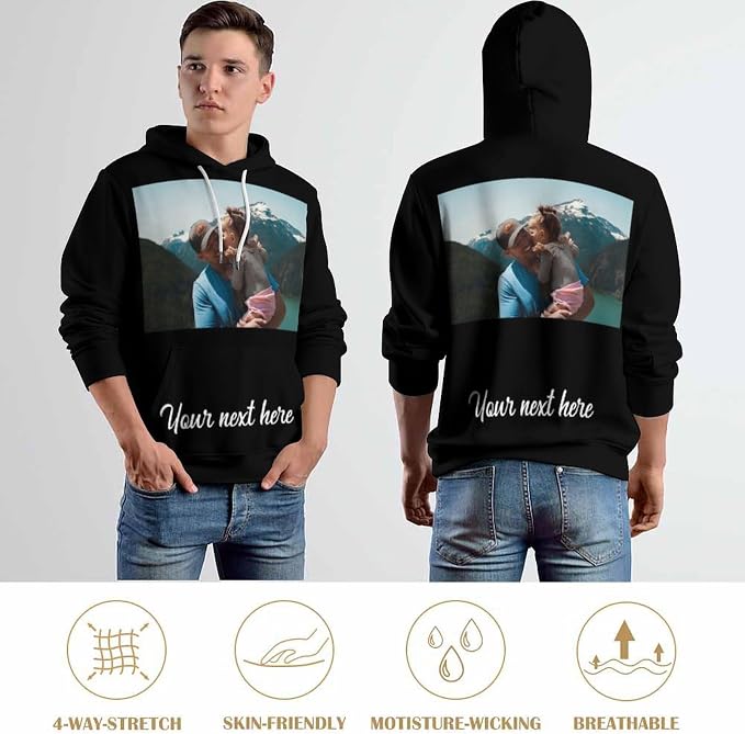 Artsadd Custom Face Unisex athletic Pockets Sweatshirt Loose Hoodie Custom - Image 7