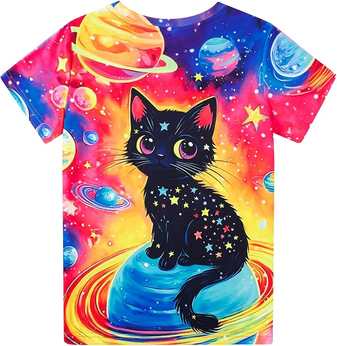Funnycokid Girls Shirts Cat T Shirt Size 5-12 Clothes - Image 4