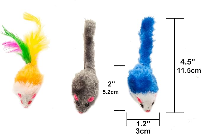 Fashion's Talk 48-Count Assorted Mice Cat Toys Furry Rattle Mouse Kitten Toy - Image 4