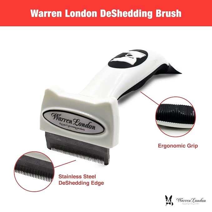 Warren London Deshedding Brush for Dogs – Small Long-Hair | Stainless-Steel - Image 2