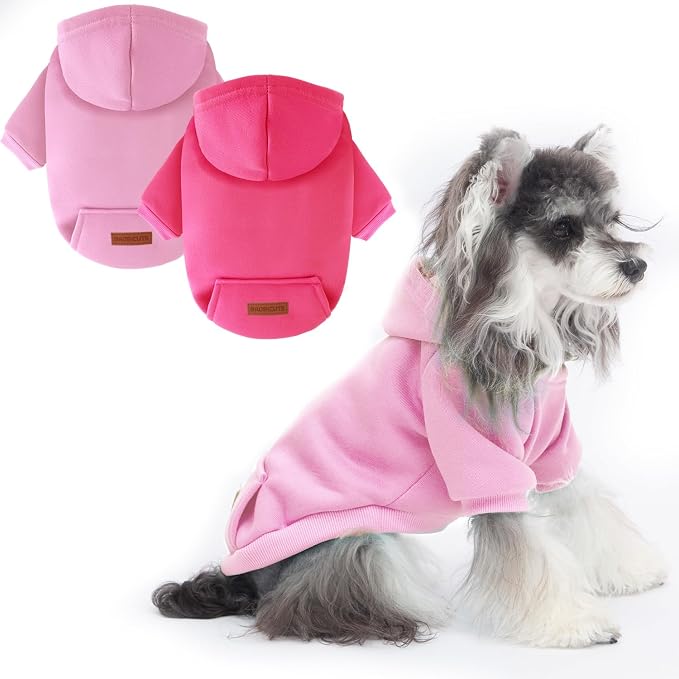 2 Pack Dog Hoodie Warm Hood Dog Sweater Cold Weather Small Dogs Sweatshirt by BAOBICUTE