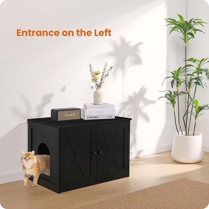 Dwanton Litter Box Enclosure, Cat Litter Box Furniture Hidden, Reversible - Image 3