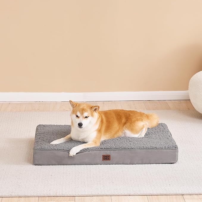 EHEYCIGA Orthopedic Foam Dog Bed, Light Grey - Image 9