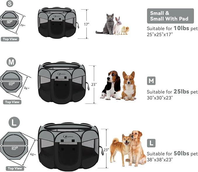 Dark Grey Dog Cat Playpen, Puppy Pet Playpen, Small Dogs Tent Crates Cage - Image 8