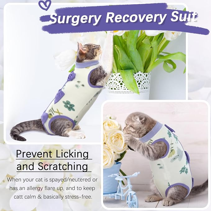 DENTRUN Cat Surgery Recovery Suit Anti Licking Spay Snuggly Vest, Pet Surgical - Image 2