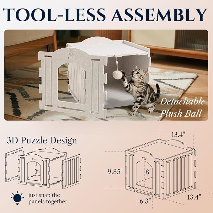 Apasiri Cat House Scratch-Resistant: Indoor Warm Enclosed Felt Bed Cave - Image 7
