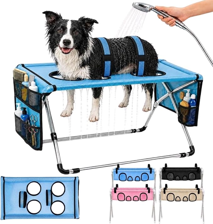 Pet Dog Bath Hammock, Cat Shower Grooming Table Hammock with Foldable Stand by Unknown
