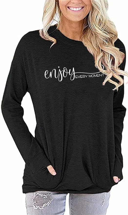 Akihoo Womens Casual Long Sleeve Tunic Tops Crew Neck Shirt Blouses - Image 3