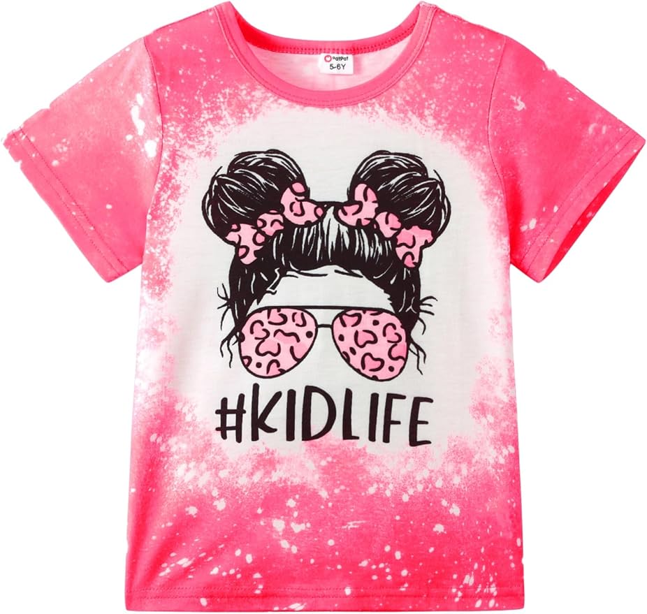 PATPAT Girls Crewneck Short Sleeve Graphic Tees Animal Print Shirts Cute Summer by PATPAT