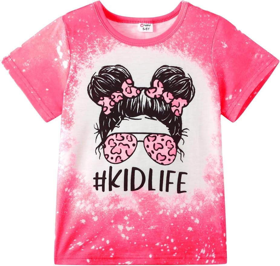 PATPAT Girls Crewneck Short Sleeve Graphic Tees Animal Print Shirts Cute Summer by PATPAT