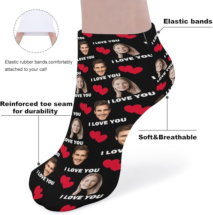 Personalized Ankle Socks with Face Custom Photo Socks Low Cut Ankle Socks - Image 4