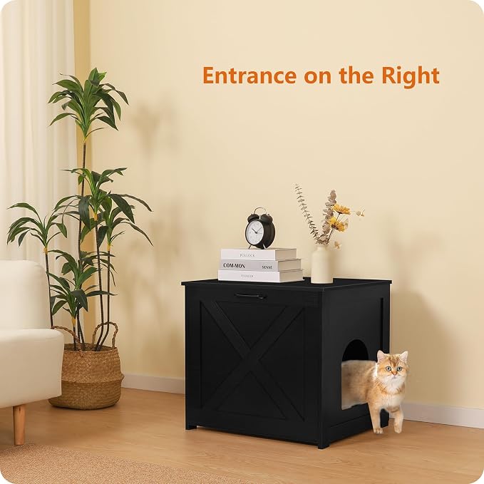 Dwanton Cat Litter Box Furniture Hidden, Cat Litter Box Enclosure, Reversible - Image 2