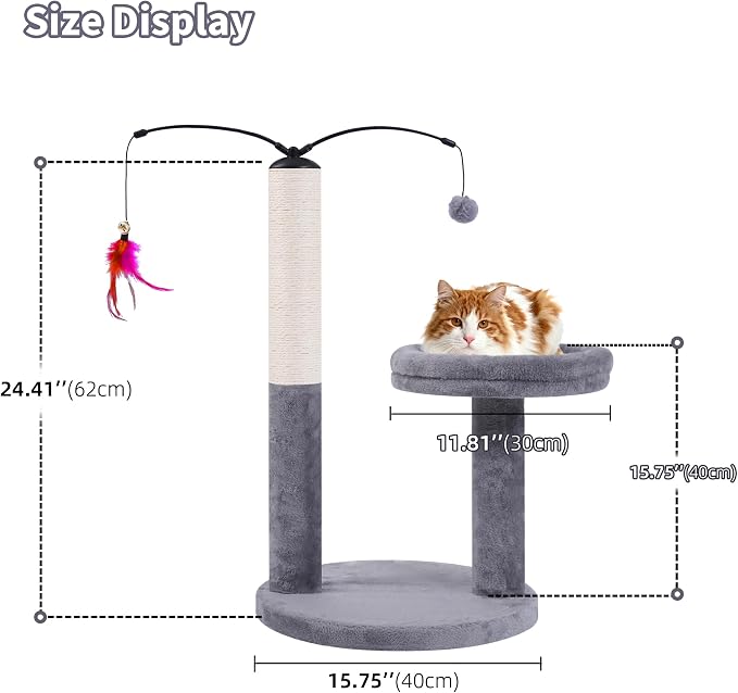 24" Scratching Post, Interactive Cat Scratcher, - Image 2