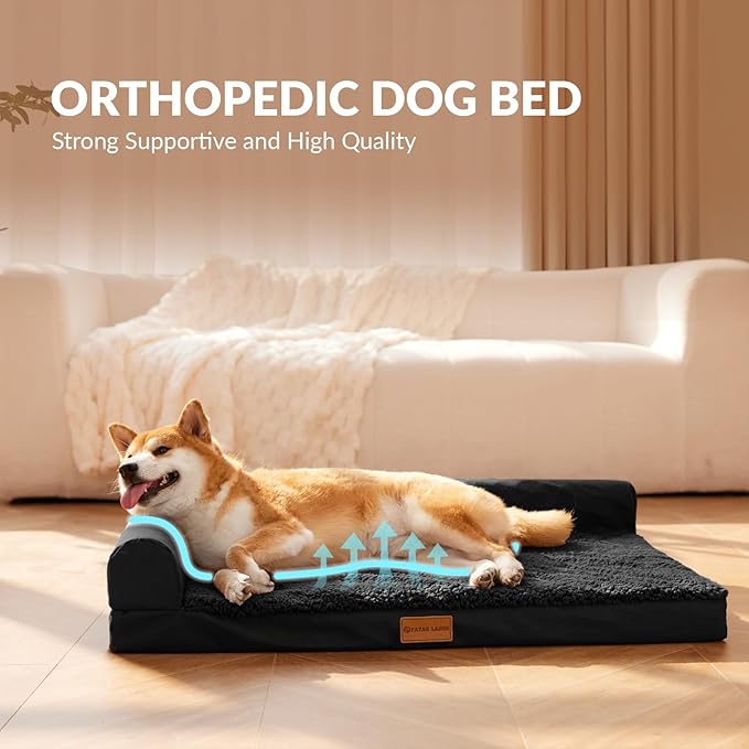 Patas Lague Orthopedic Dog Bed Large Sized Dog 36''X24'', Waterproof L Bolster - Image 3