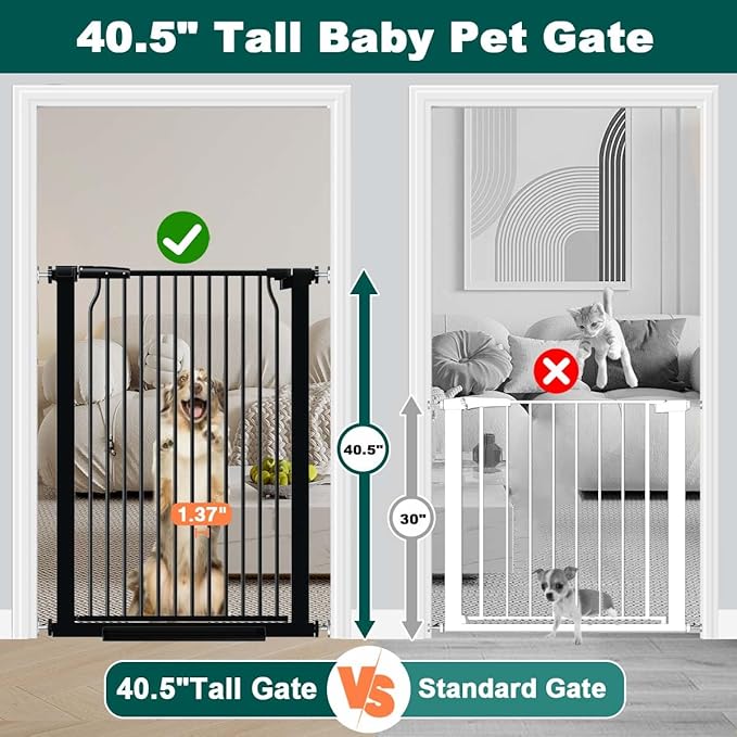 Fairy Baby 40.5" Extra Tall Baby Gate No Drill, 29.6"-40.5" Extra Wide Wide Dog - Image 3
