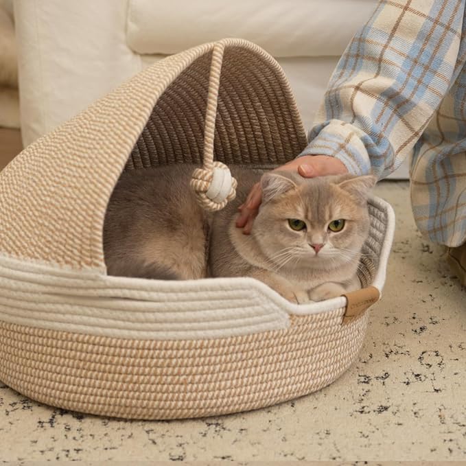CHEERPALS Cat Basket Bed for Indoor Cats, Covered Pet Bed - Image 9