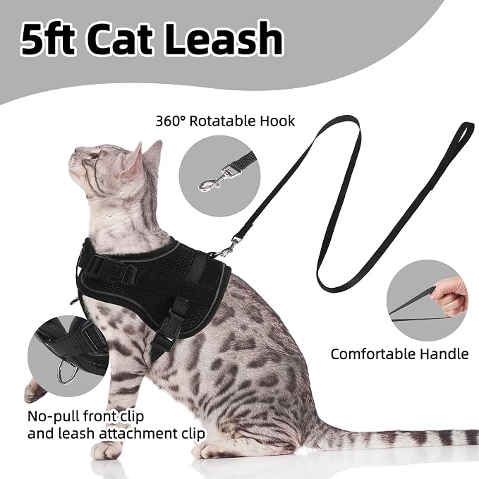 PUPTECK Cat Harness and Leash Set Escape Proof, Adjustable Reflective Kitten - Image 3