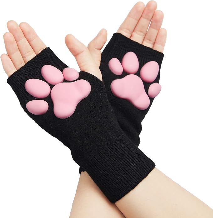 Cat Paw Thigh High Socks Golves, Cute Soft 3D Toe Beans Socks Mittens Kitten - Image 2