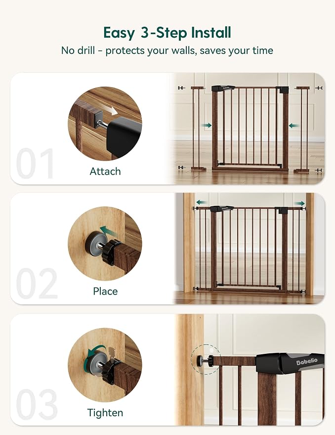 Babelio Metal Auto Close Baby Gate PressGuard P7, Extra Wide Pet Gate - Image 5