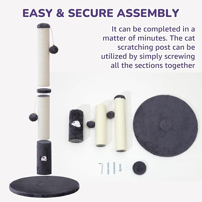 33'' Tall Cat Scratching Post for Adults Cats, Sturdy Large Scratch Pole - Image 6
