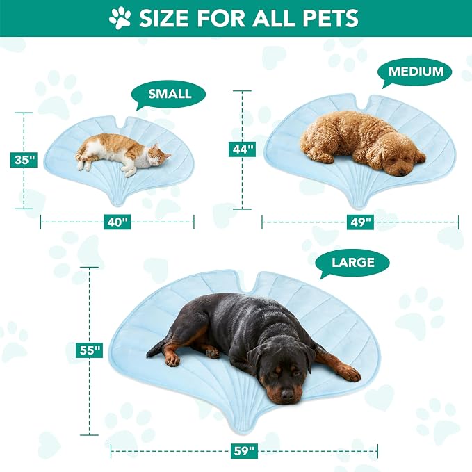 PetAmi Dog Cooling Mat, Ginkgo Leaf Shape, Reversible Cooling Nylon Blanket - Image 4