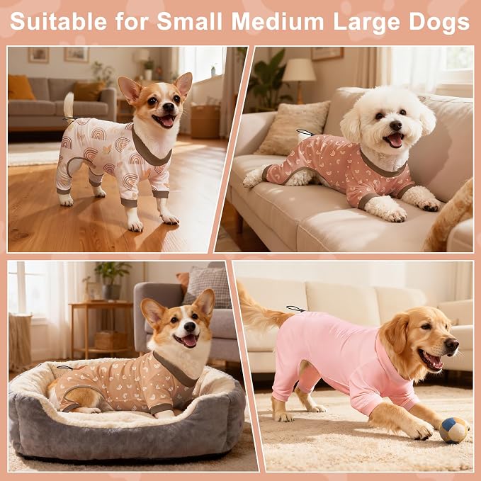 Bienbee Dog Pajamas, 4 Pack Dog Recovery Suit Shedding Suit Cute Soft Puppy - Image 3