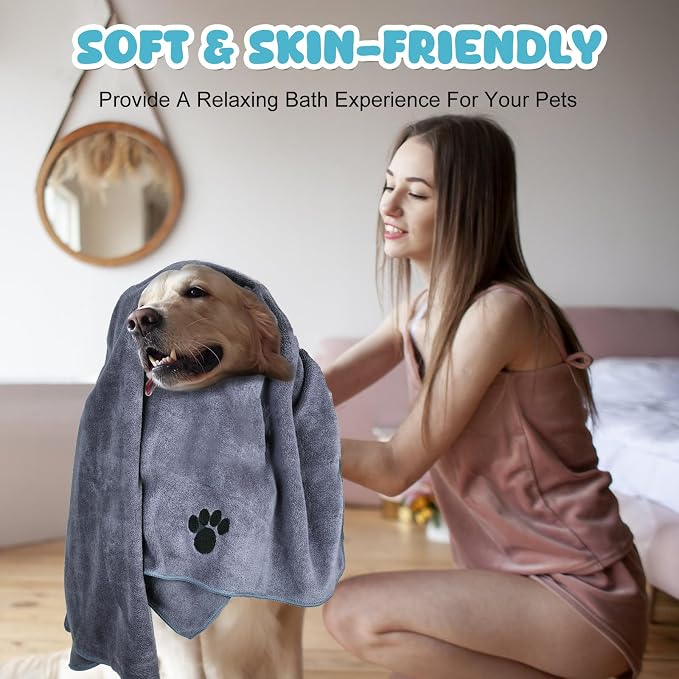 2 Pack Microfiber Dog Towels for Drying Dogs, Large Size 40'' X 23.6'' - Image 5