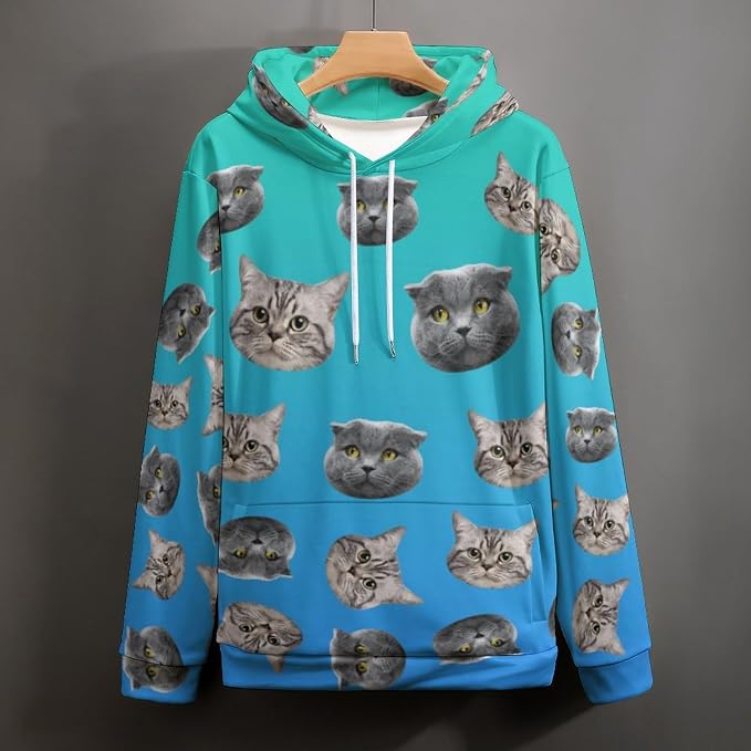 Artsadd Custom Face Unisex athletic Pockets Sweatshirt Loose Hoodie Custom - Image 4