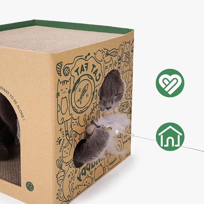 Cardboard Cat House with 2 Story Scratch Pads - Image 6
