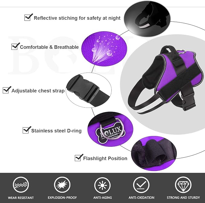Bolux Dog Harness, No-Pull Reflective Dog Vest, Breathable Adjustable Pet - Image 2