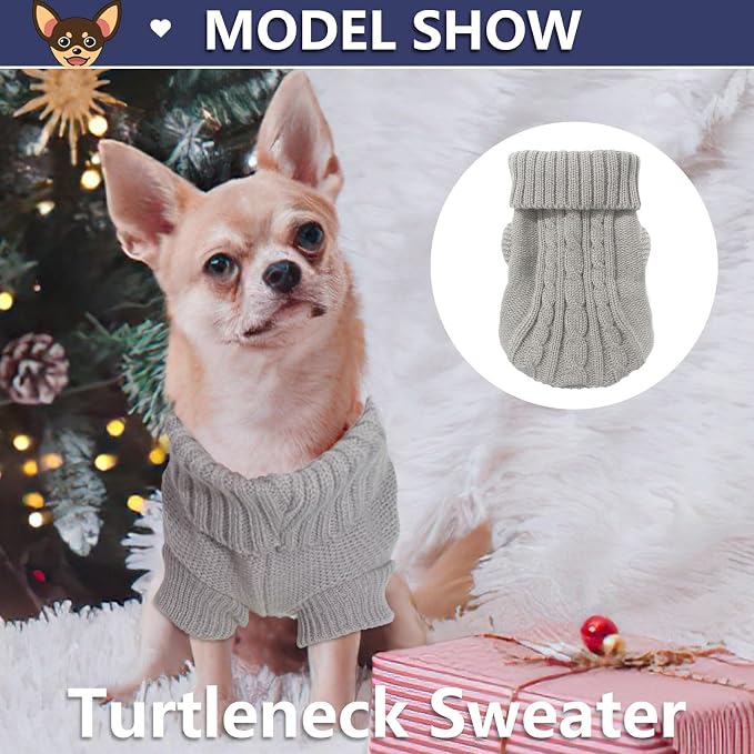 2 Pack Dog Sweaters for Small Dogs, Chihuahua Yorkie Sweater, Dog Clothes for - Image 3
