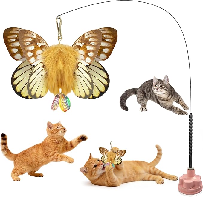 Walfront Interactive Cat Toy – Butterfly Teaser Wand by Walfront