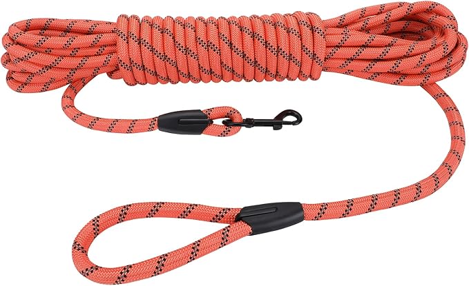 Long Dog Leash for Training 30Ft-Reflective Nylon Rope by Hi+Kiss