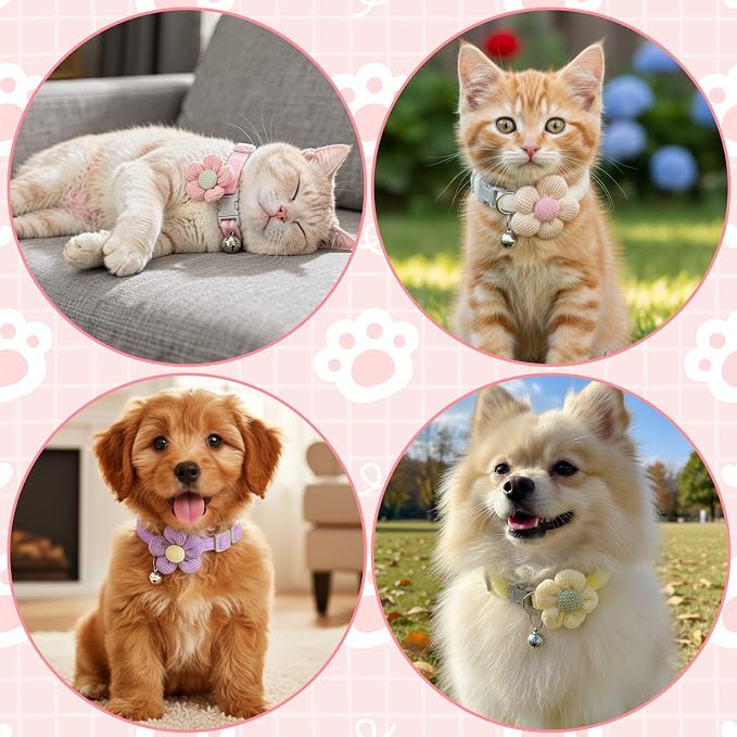 4Pcs Cat Collar Breakawayr, Cute Cotton Kitten Collar - Image 7