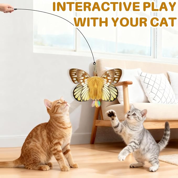 Walfront Interactive Cat Toy – Butterfly Teaser Wand - Image 2