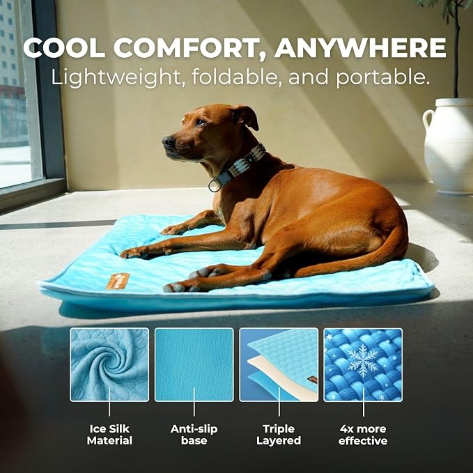 Pelsbarn Dog Cooling Mat- Ice Silk Summer Comfort, Self Cooling, Non-Slip Dog - Image 5