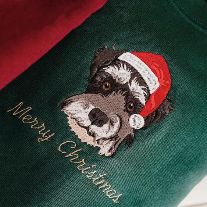 COUPLEHOODIES Custom Pet Christmas Sweatshirt – Embroidered Cat or Dog Portrait - Image 3