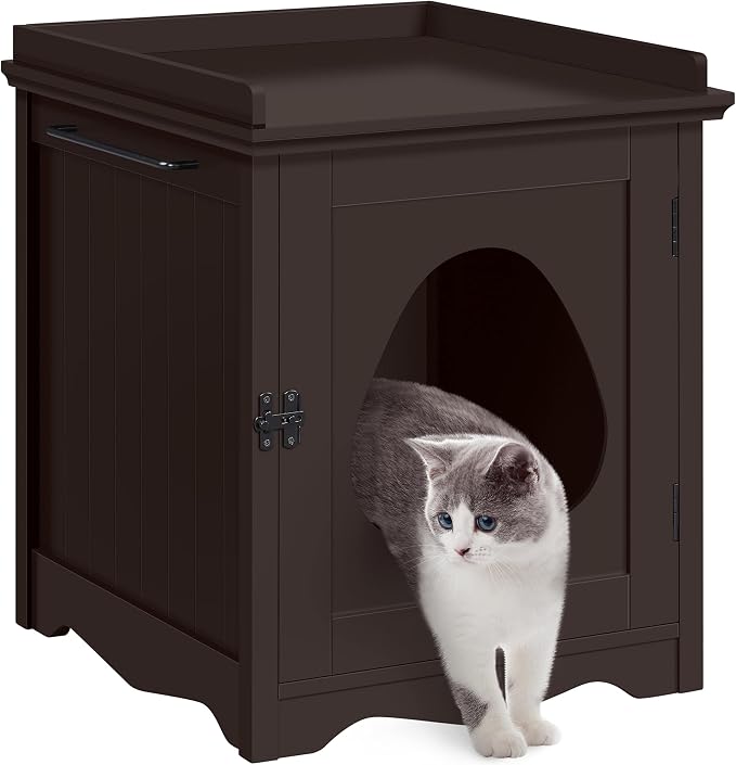 Yaheetech Cat Litter Box Enclosure, Hidden Litter Box Furniture by Yaheetech