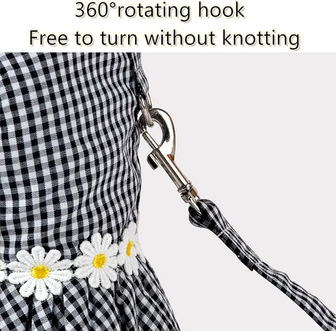 Small Dog Dress with Leash Set Adjustable Dog Harness Dress with D Ring - Image 3