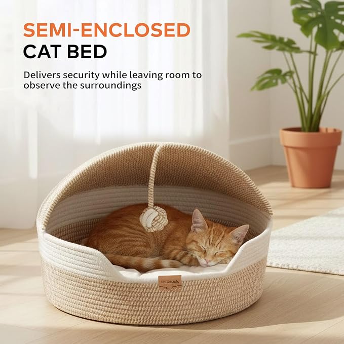 CHEERPALS Cat Basket Bed for Indoor Cats, Covered Pet Bed - Image 6