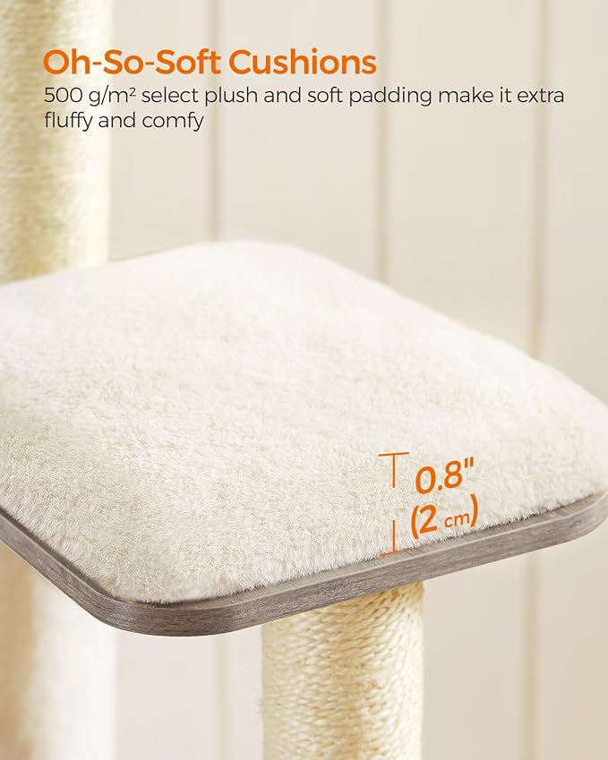 Feandrea Cat Tree, 64.6-Inch Modern Cat Tower, Washable Removable Cushions - Image 6