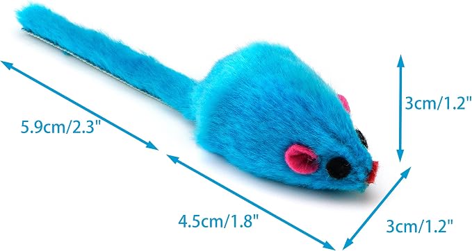 CHIWAVA 60PCS 4.1'' Furry Cat Toy Mice Rattle Small Mouse Kitten Interactive - Image 5