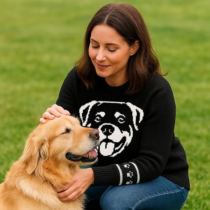 Custom Dog Knit Sweater for Women Personalized Pet Paw Print Pullover Dog Mom - Image 6