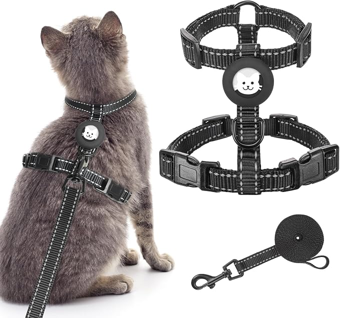 BINGPET Cat Harness with Airtag Holder, Cat Harness and Leash Set Escape Proof by BINGPET